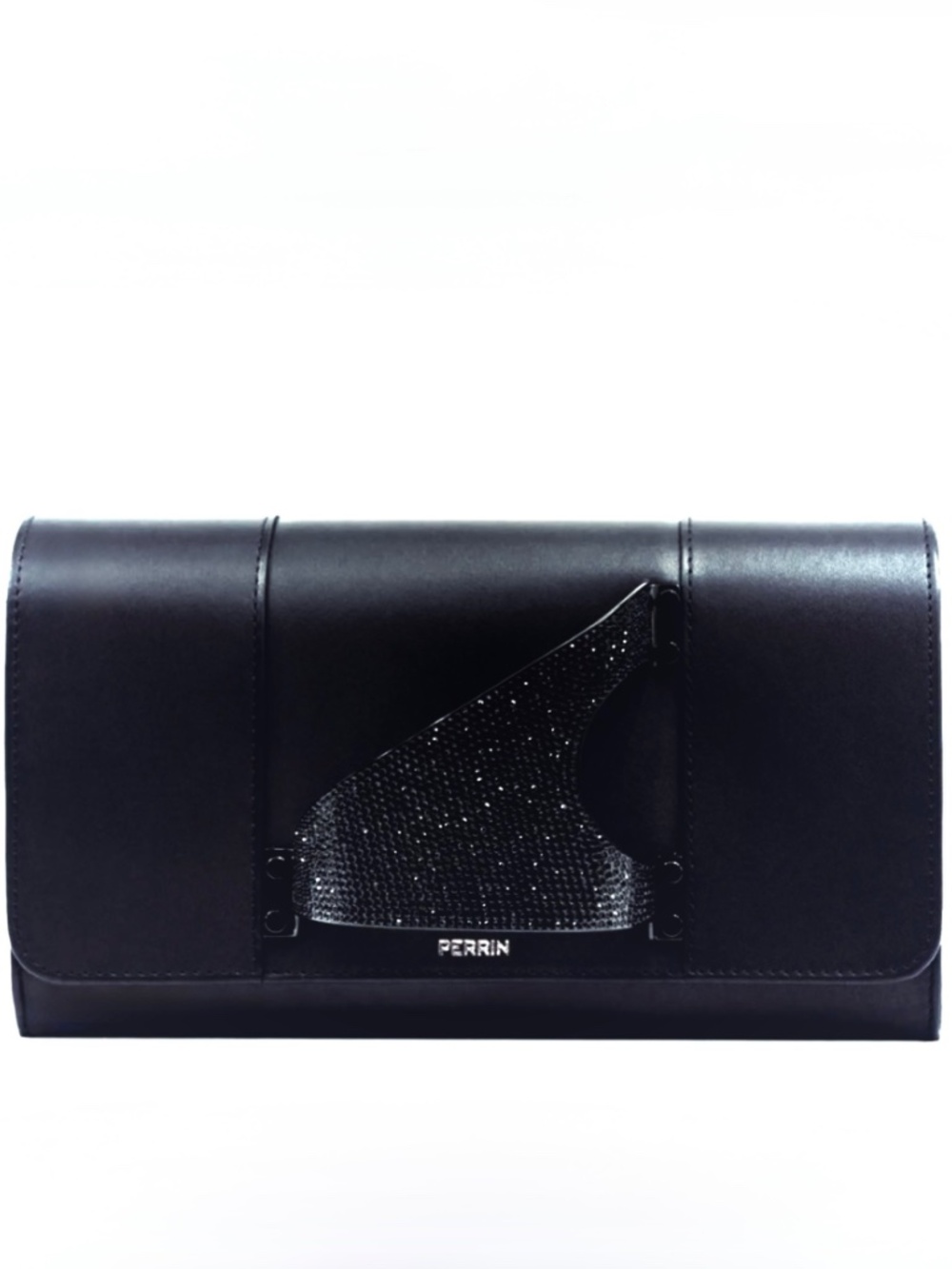 Perrin Paris L'Eiffel Black Swarovski Crystal Glove Clutch